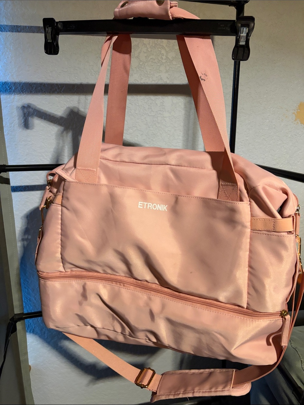 Etronik Pink Travel Tote Bag with Shoulder Strap